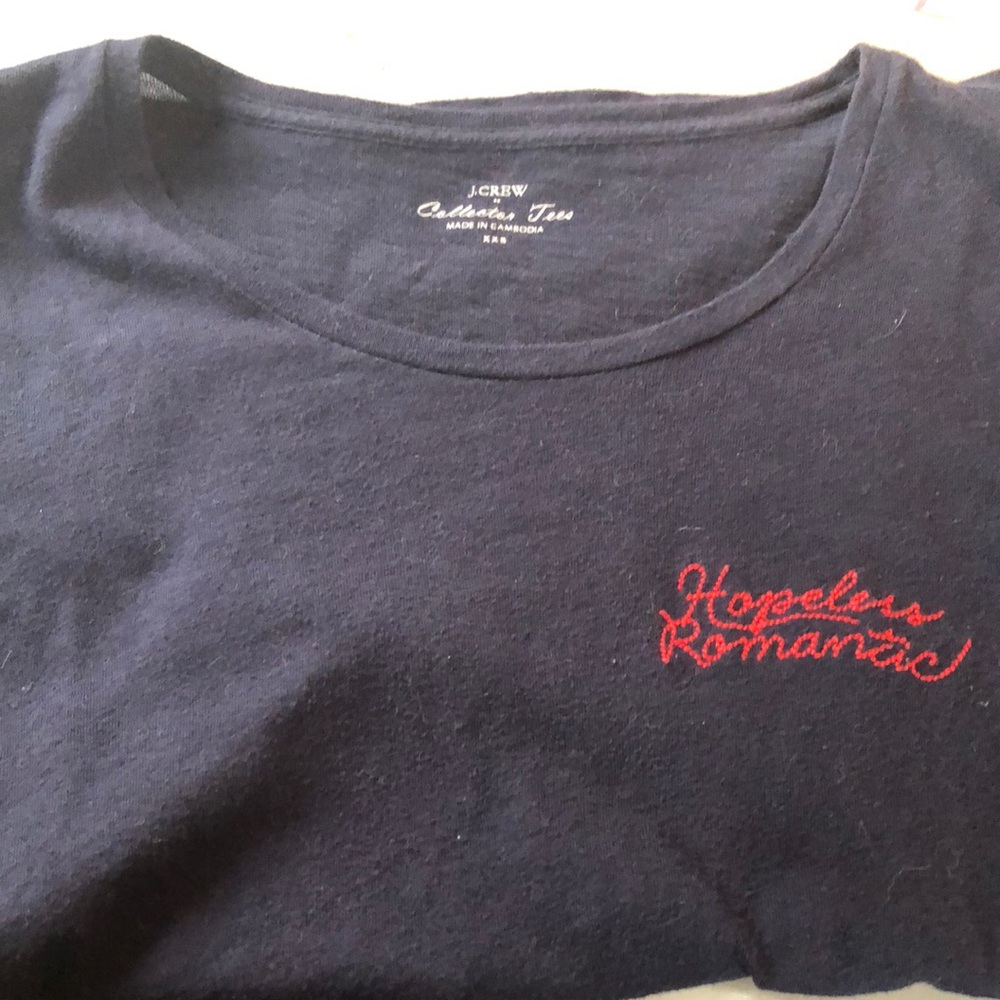 J.Crew Factory Navy Blue Fitted Short-Sleeve Scoop-Neck T-Shirt Sz. XXS